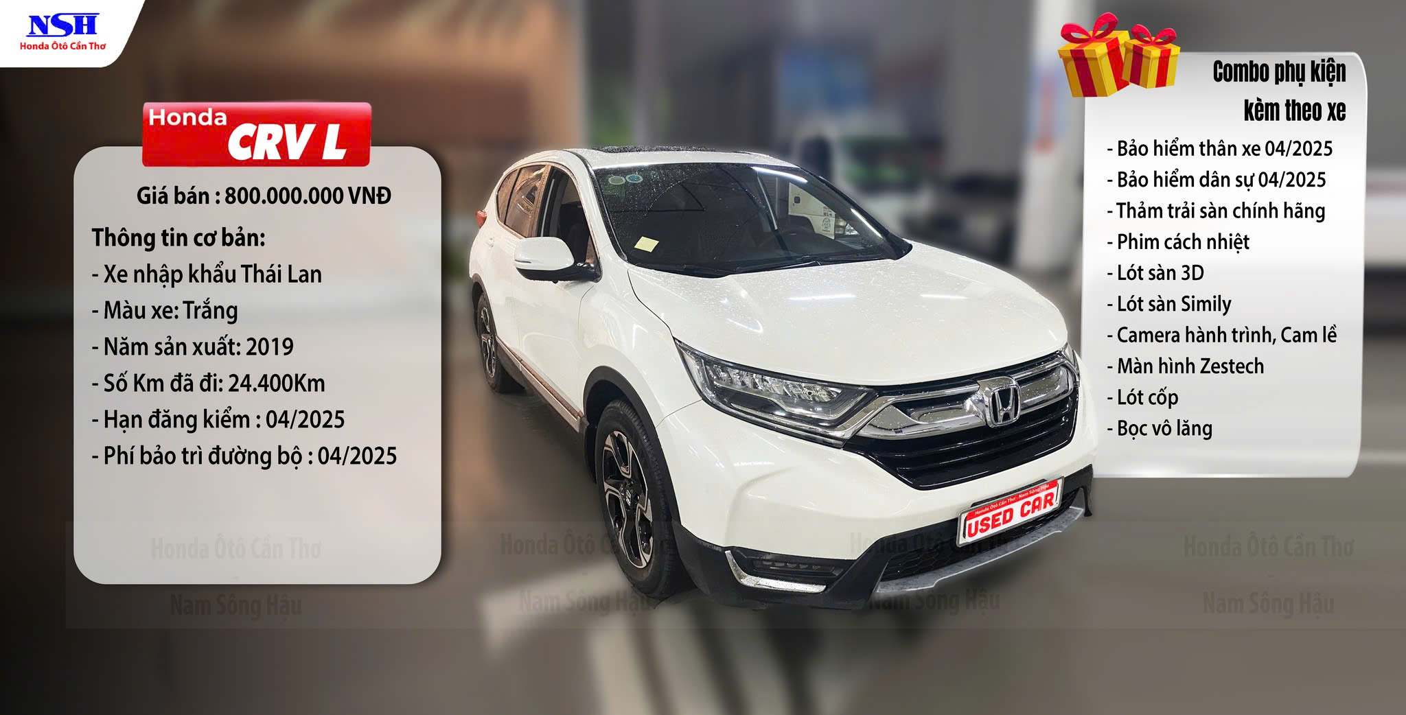 Honda CR-V L màu trắng năm sản xuất 2019 (Đã Bán)