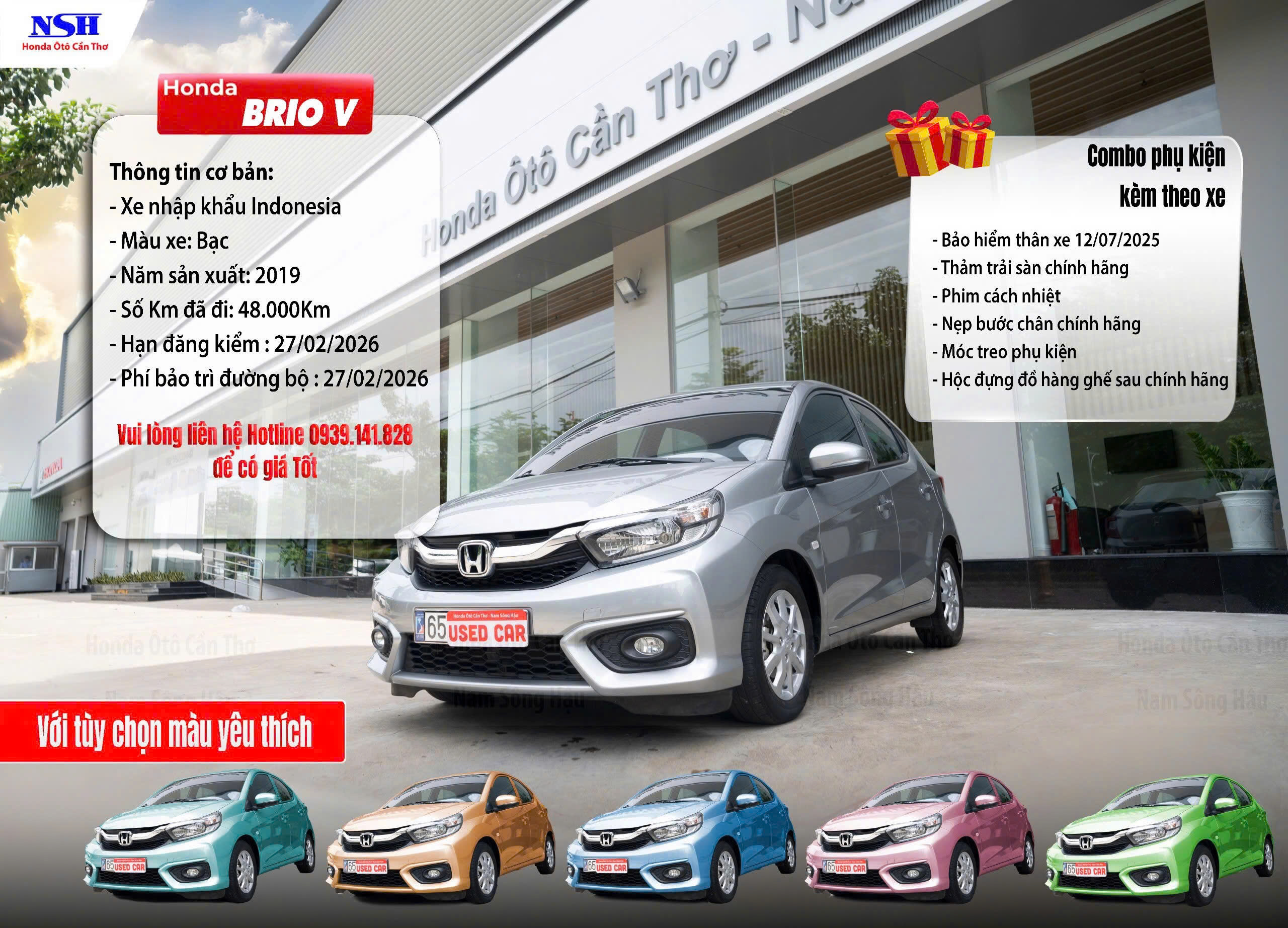 Honda Brio V Màu Bạc Năm Sản Xuất 2019