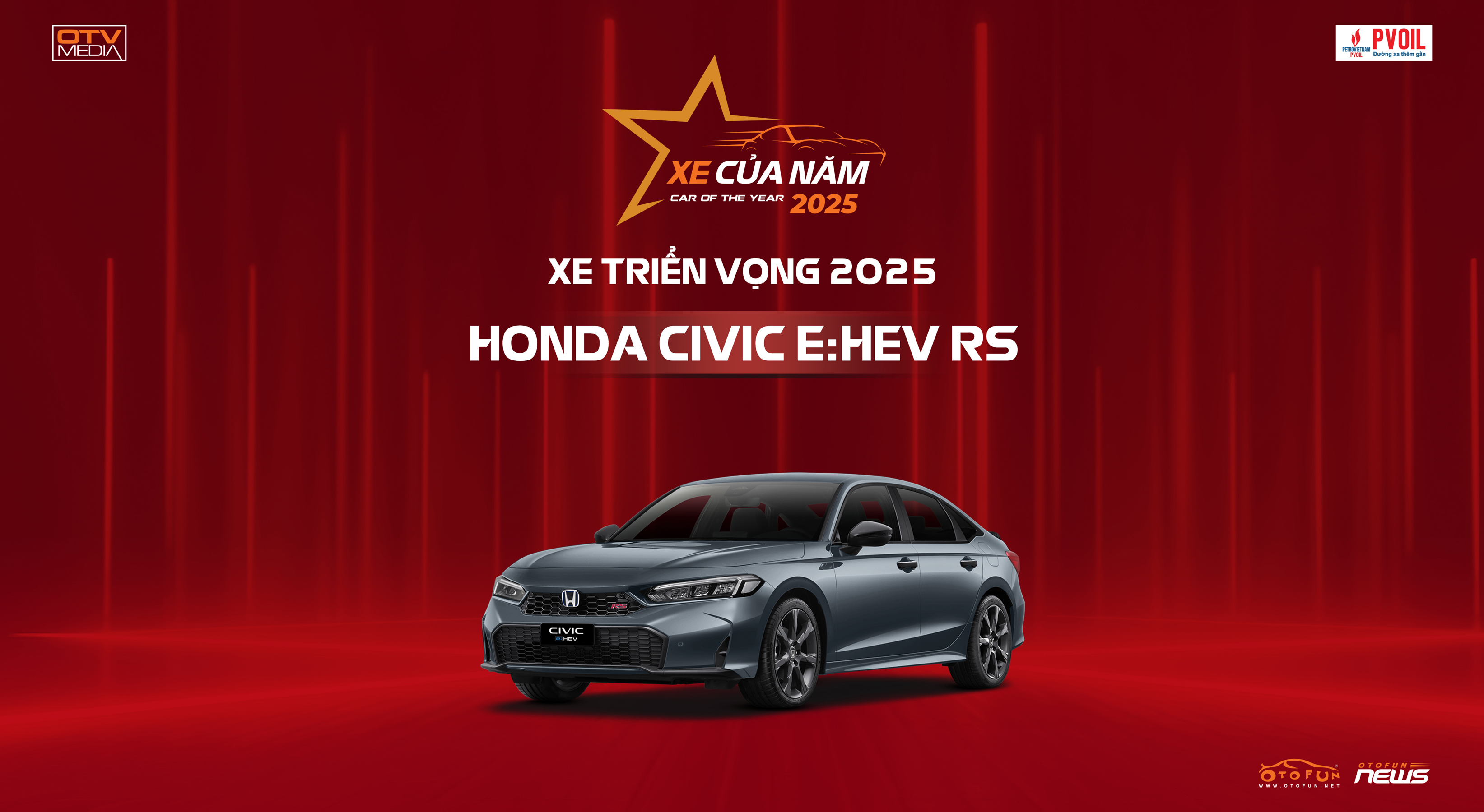 Honda Civic e:HEV RS nhận Danh hiệu “Xe triển vọng 2025” và “Xe được yêu thích nhất phân khúc xe gầm thấp 750 triệu – 1 tỷ”