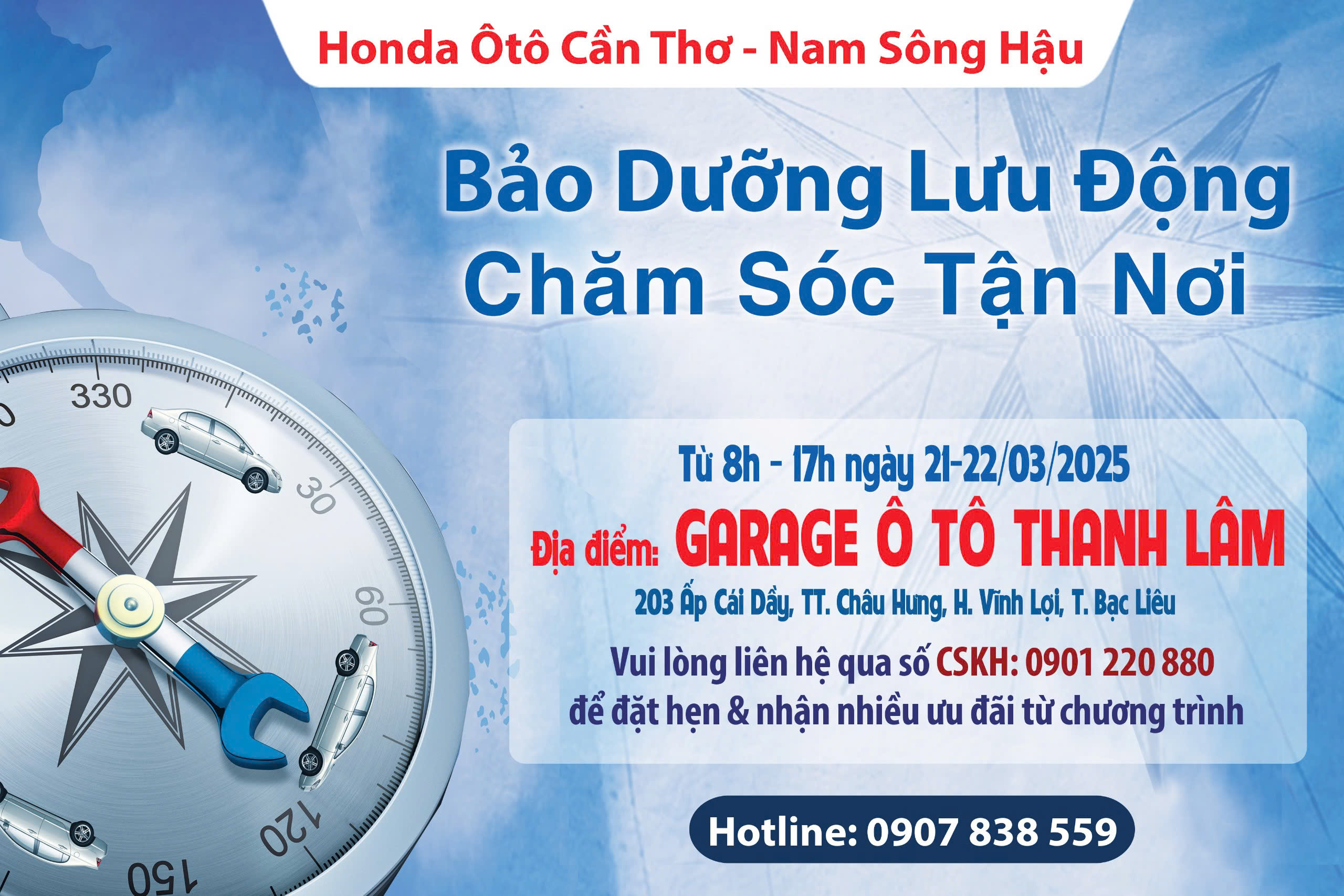  BẢO DƯỠNG LƯU ĐỘNG – HONDA ÔTÔ CẦN THƠ ĐẾN BẠC LIÊU! 