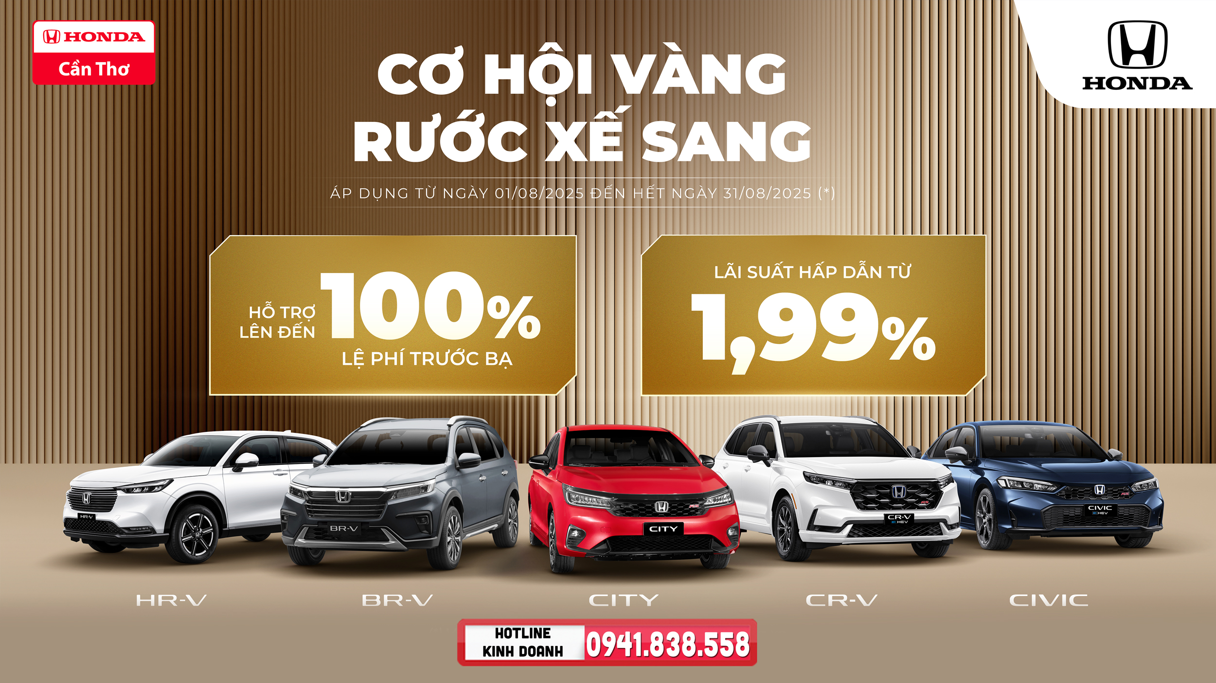 Chương trình khuyến mại của các dòng xe ô tô Honda tháng 8 năm 2025