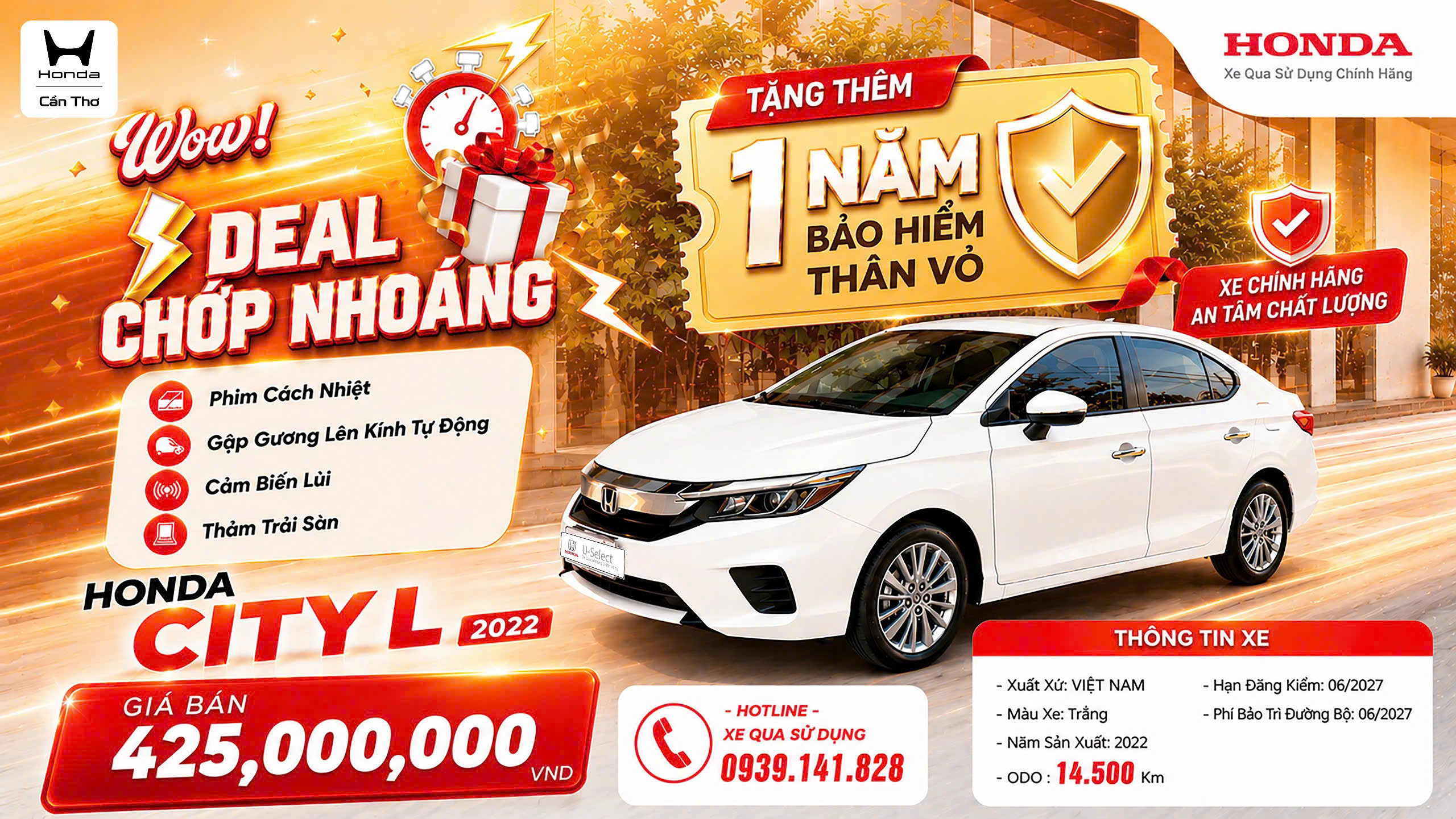 HONDA CITY L MÀU TRẮNG NĂM SẢN XUẤT 2022