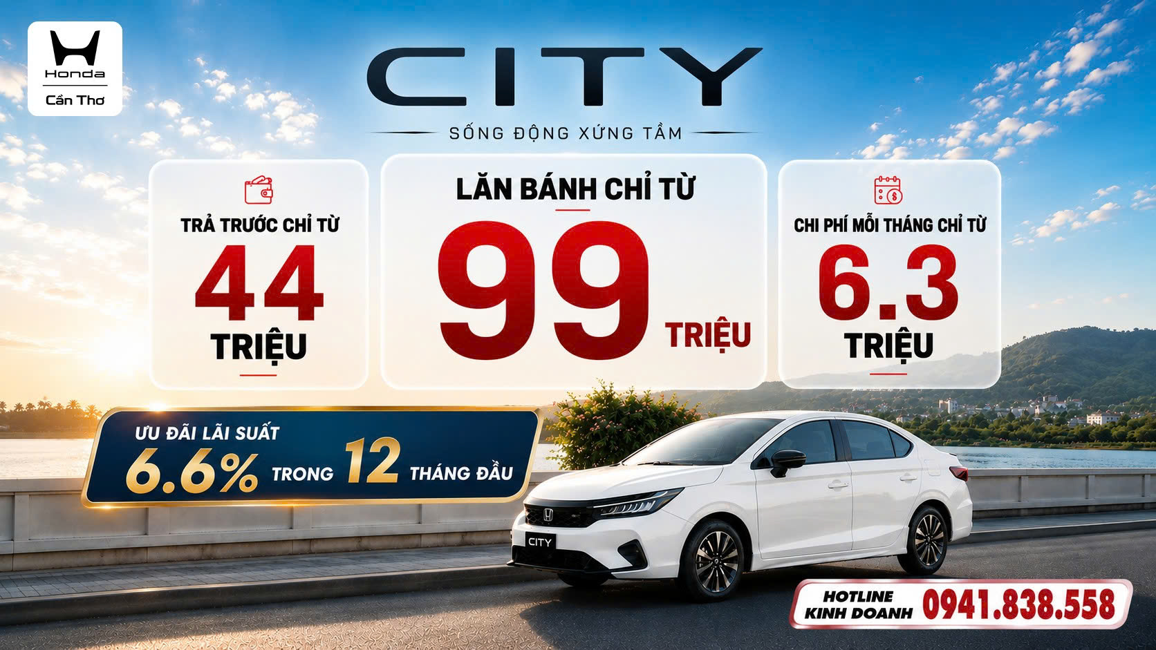 [MỚI NHẤT] Sở Hữu Honda City Chỉ Từ 44 Triệu – Ưu Đãi Lãi Suất Cực Hấp Dẫn Tại Honda Ôtô Cần Thơ