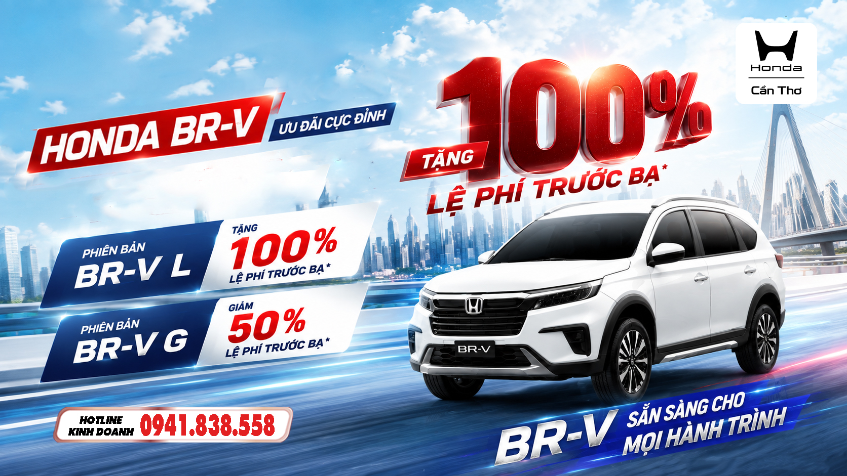 HONDA BR-V: ƯU ĐÃI CỰC ĐỈNH – TẶNG ĐẾN 100% LỆ PHÍ TRƯỚC BẠ